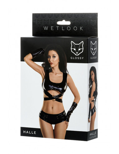 Комплект Glossy HALLE Wetlook (топ, мини-шорты...