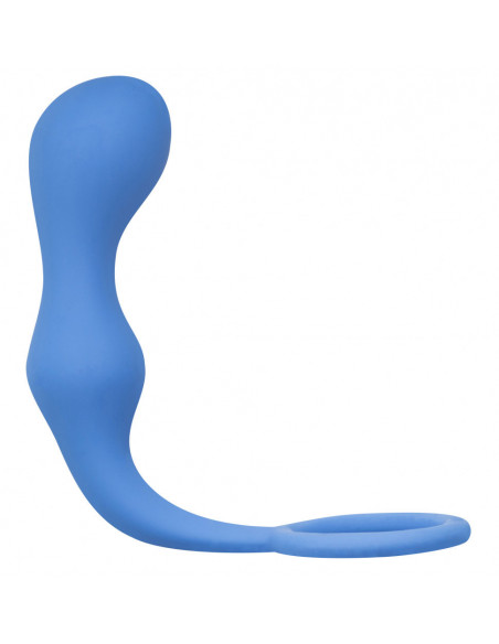 Эрекционное кольцо с анальной пробкой Double Pleasure Anal Plug Blue /10,5х3,3 см/