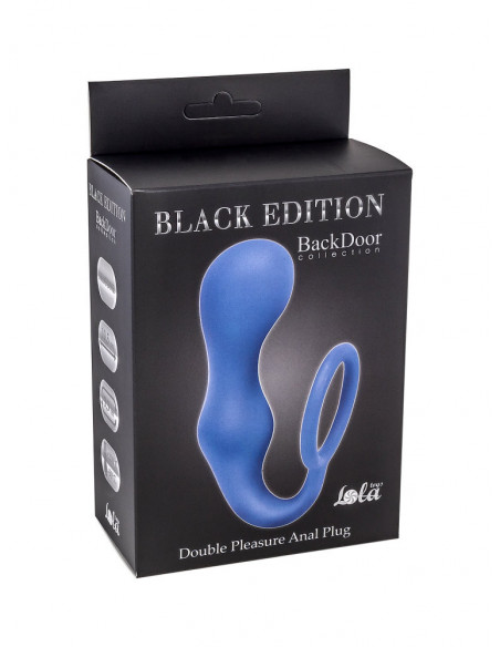 Эрекционное кольцо с анальной пробкой Double Pleasure Anal Plug Blue /10,5х3,3 см/