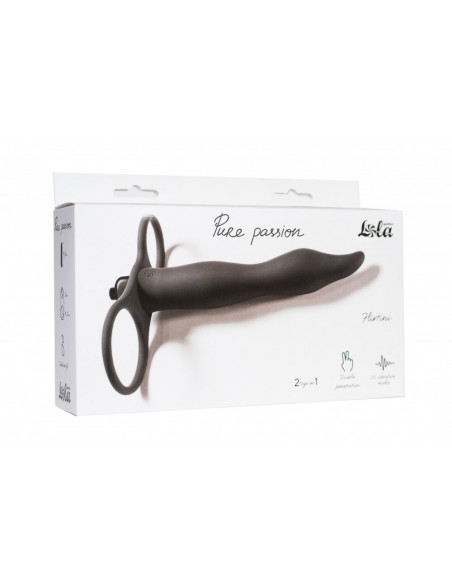 Вибронасадка для двойного проникновения Pure Passion Flirtini black 10 виброрежимов /15,9х2,8см/