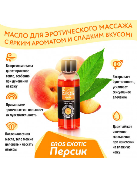 Возбуждающее и съедобное массажное масло Eros Exotic Персик 75 мл