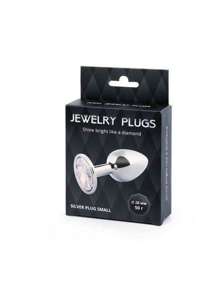 Анальный страз SILVER PLUG SMALL металл/стекло серебряный/прозрачный 50г /7,2х2,8 см/