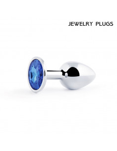 Анальный страз SILVER PLUG SMALL металл серебро/синий 50г...