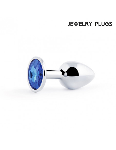 Анальный страз SILVER PLUG SMALL металл серебро/синий 50г /7,2х2,8см/