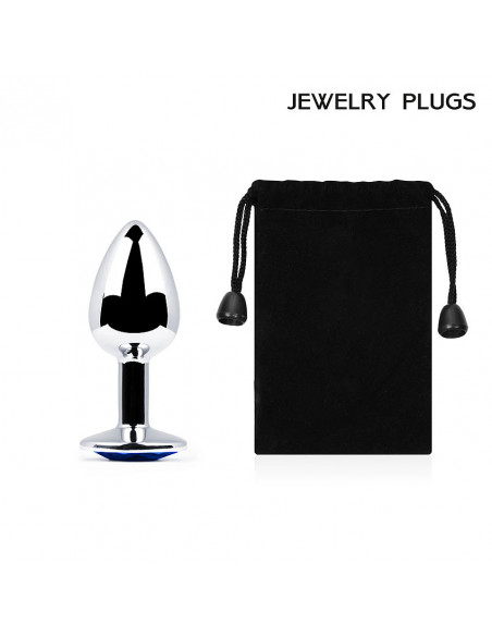 Анальный страз SILVER PLUG SMALL металл серебро/синий 50г /7,2х2,8см/