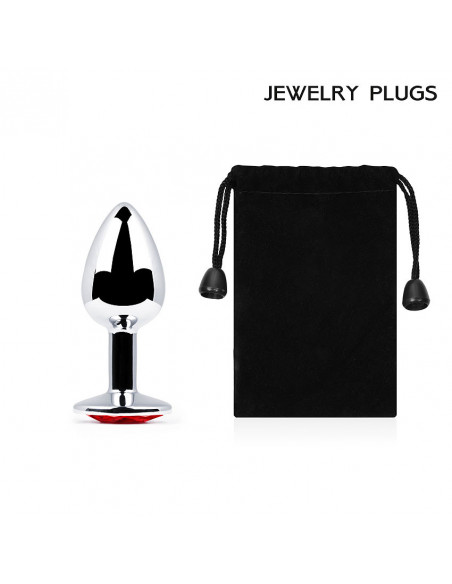 Анальный страз SILVER PLUG SMALL металл/стекло серебро/красный 50г /7,2х2,8 см/