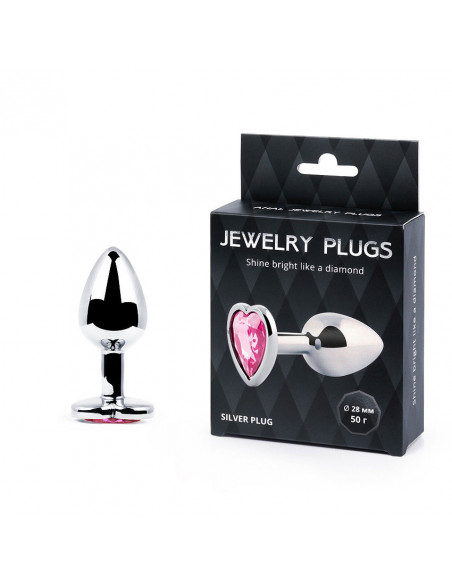 Анальный страз SILVER PLUG SMALL металл/стекло серебро/розовый 50г /7,2х2,8 см/