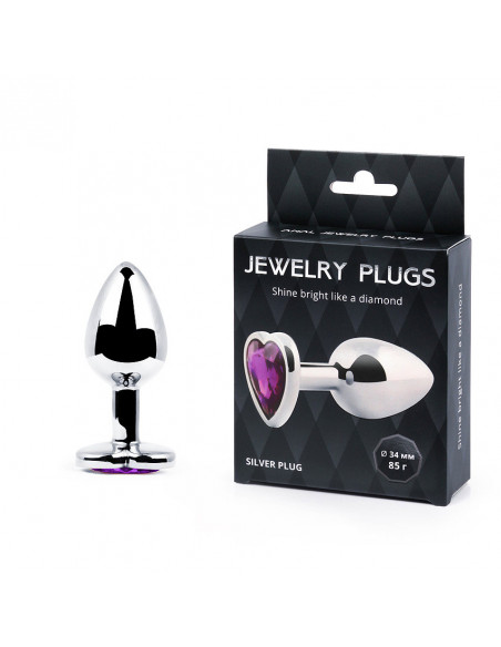 Анальный страз SILVER PLUG MEDIUM металл серебро/фиолетовый 80г /8х3,4см/