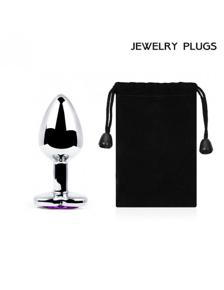 Анальный страз SILVER PLUG MEDIUM металл серебро/фиолетовый 80г /8х3,4см/