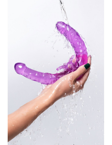 Фаллоимитатор двусторонний с вибропулей TOYFA Double Dildo with Vibro Bullet TPR фиолетовый 35 см