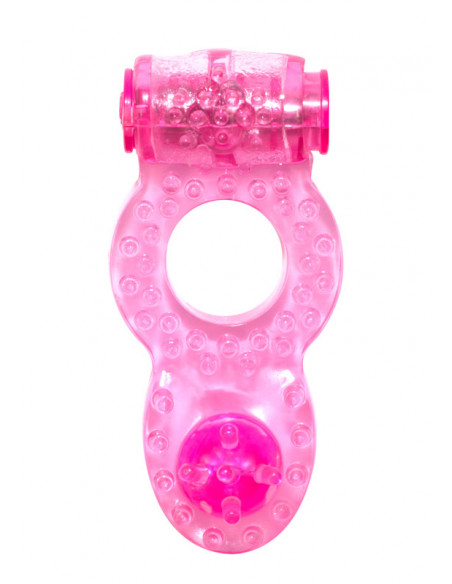 Эрекционное двойное виброкольцо на пенис Rings Treadle pink
