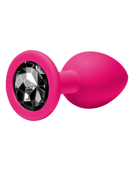 Анальная пробка Emotions Cutie Medium Pink black crystal /8х3см/