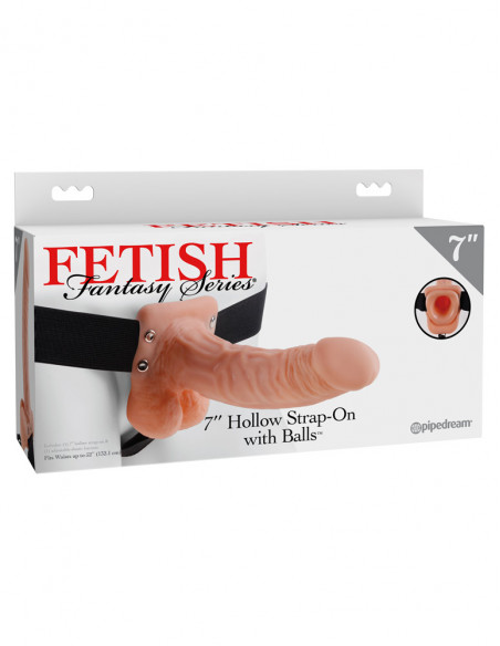 Полый страпон Fetish Fantasy Series 7" Hollow Strap-On with Balls - Light/Black