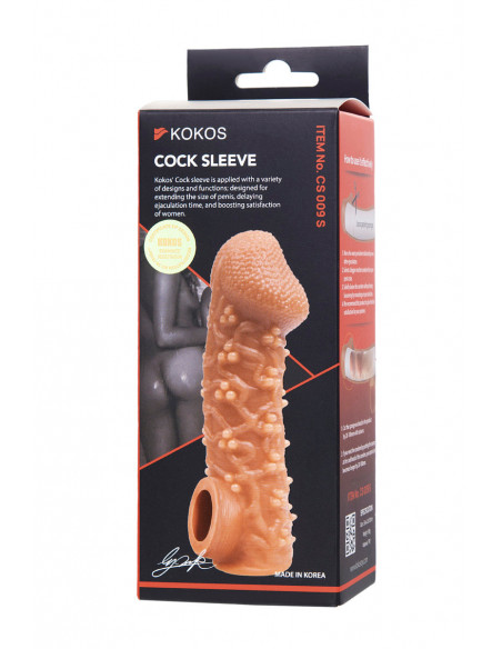 Фаллоувеличитель с петелькой на мошонку KOKOS COCK SLEEVE /13,8см/