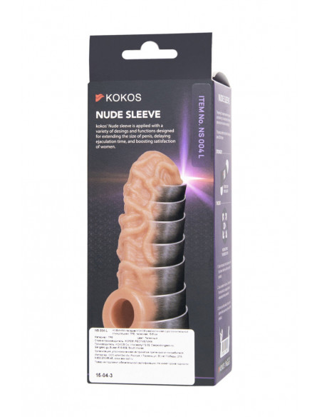 Фаллоувеличитель с открытой головкой KOKOS NUDE SLEEVE L 14 см