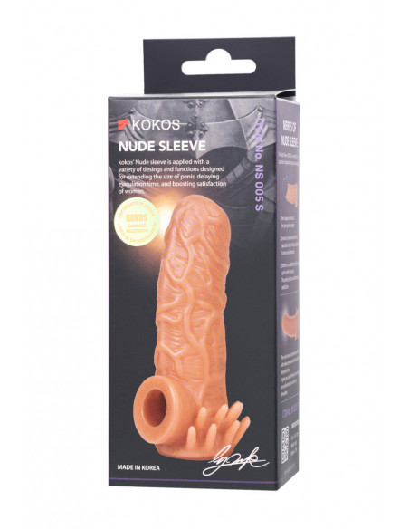 Фаллоувеличитель с открытой головкой KOKOS NUDE SLEEVE M 12 см