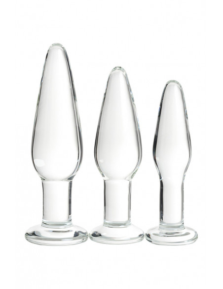 Набор анальных втулок Sexus Glass стекло прозрачный 14/12,5/12см Ø4/3,5/3см