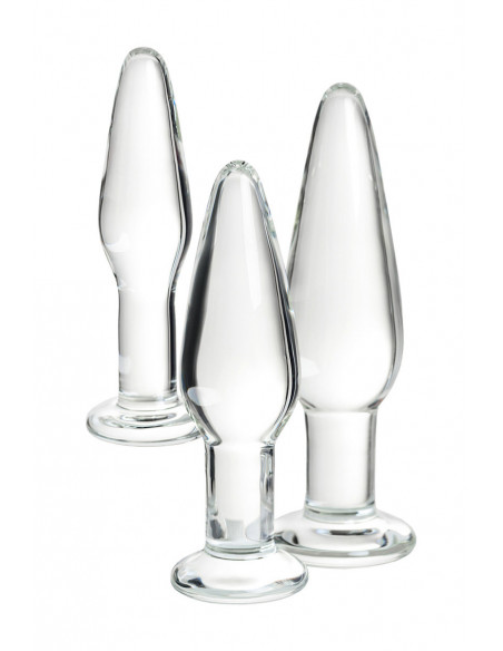 Набор анальных втулок Sexus Glass стекло прозрачный 14/12,5/12см Ø4/3,5/3см