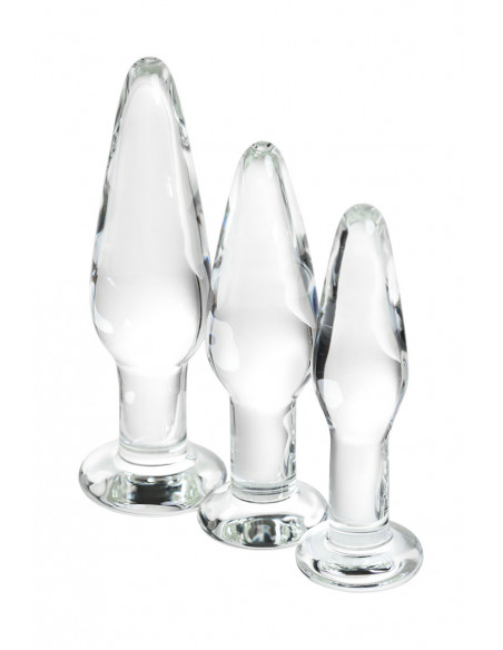 Набор анальных втулок Sexus Glass стекло прозрачный 14/12,5/12см Ø4/3,5/3см