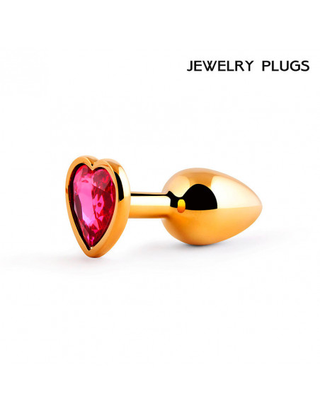 Анальный страз GOLDEN PLUG SMALL металл/стекло золото/рубин 50г /7,2х2,8 см/