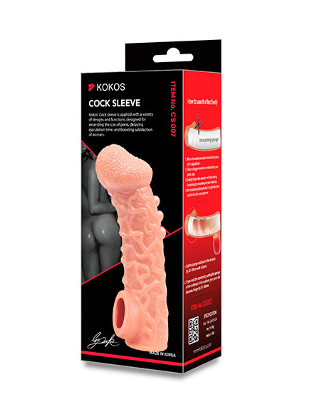 Фаллоувеличитель с петелькой на мошонку KOKOS COCK SLEEVE L 17,6 см