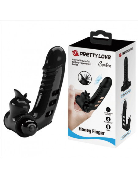 Вибронасадка с двойной вибрацией на палец PrettyLove Corbin /13х2,6 см/