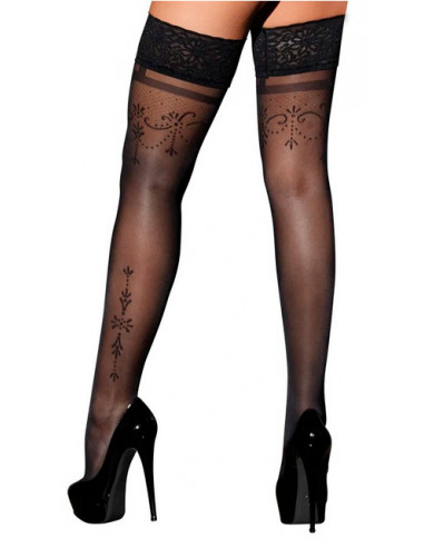 Чулки Cottelli LEGWEAR с рисунком и кружевной...