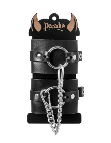 Наручники Pecado BDSM из толстой кожи с...