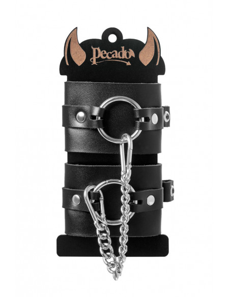 Наручники Pecado BDSM из толстой кожи с люверсами натуральная кожа чёрные