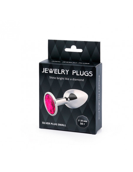 Анальный страз SILVER PLUG SMALL металл/стекло серебро/рубин 50г /7,2х2,8 см/