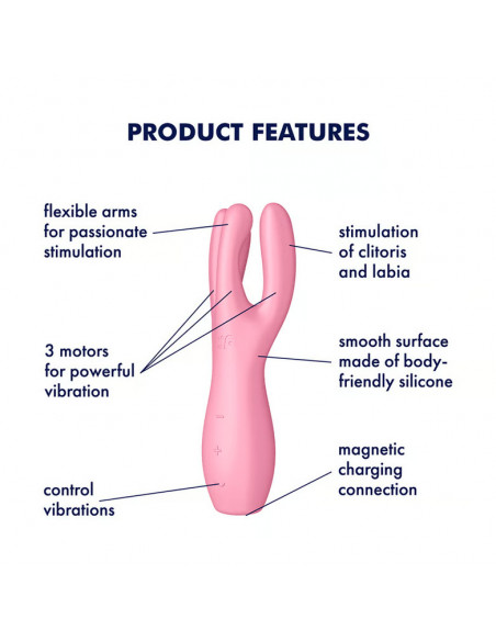 Вибростимулятор эрогенных зон Satisfyer Threesome 3 Pink Connect App