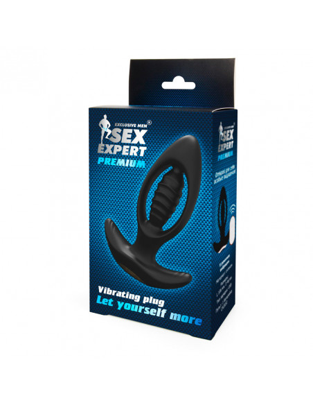Анальный вибромассажер Sex Expert Premium с пультом ДУ и 9 виброрежимами /12,6х4,6см/