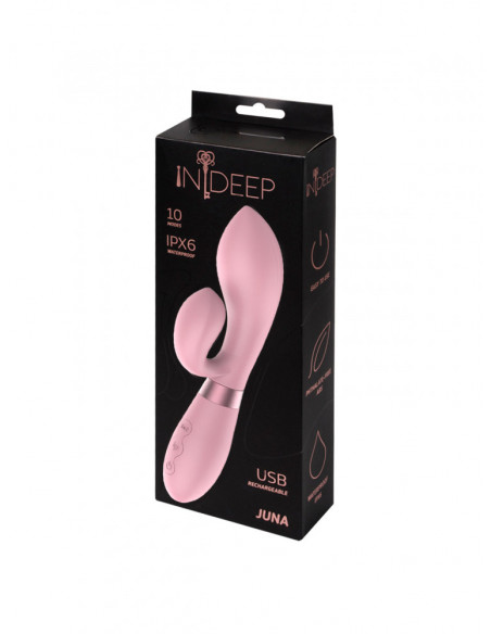 Перезаряжаемый вибратор Кролик Indeep Juna Pink /20x3,3 см/