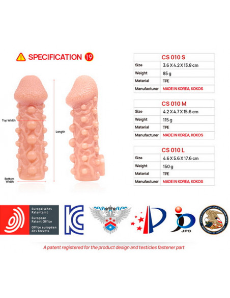 Фаллоувеличитель с петелькой на мошонку KOKOS COCK SLEEVE M 15,6 см