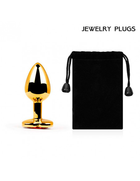 Анальный страз GOLDEN PLUG SMALL металл/стекло золото/красный 50г /7,2х2,8 см/