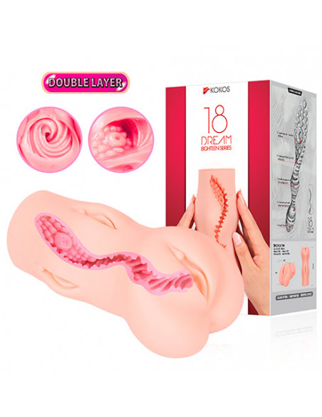 Мастурбатор-Вагина KOKOS DREAM 18 с двойным слоем TPR телесный /18,5 см/