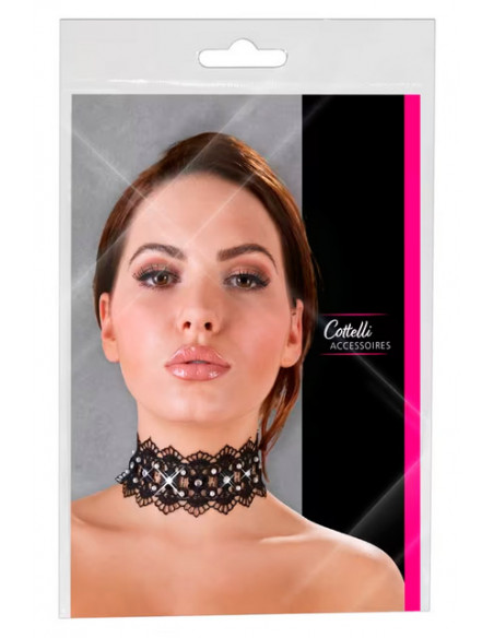 Ошейник Cottelli Accessoires с вышивкой бисером и стразами