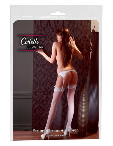 Чулки под пояс Cottelli LEGWEAR 20den белые /2/