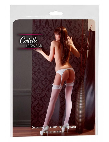 Чулки под пояс Cottelli LEGWEAR 20den белые /2/