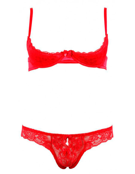 Поддерживающий бюстгалтер и стринги Cottelli LINGERIE SET красный 75B/C