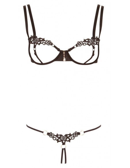 Бюстгалтер и стринги Cottelli LINGERIE BRA SET черный М