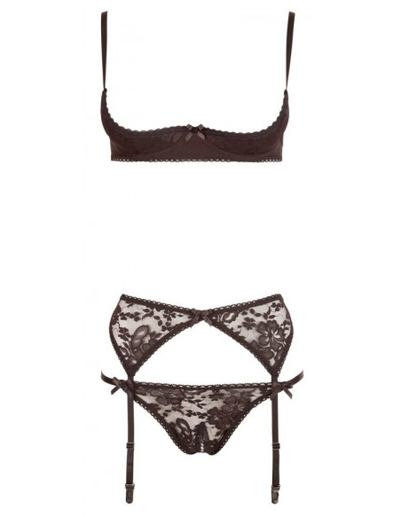 Поддерживающий бюстгалтер, пояс и стринги Cottelli LINGERIE SET черный 75B/C