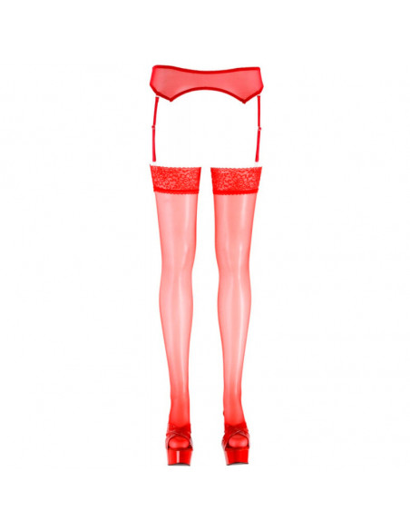 Чулки под пояс Cottelli LEGWEAR 20den красные /2/