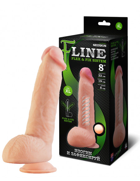 Фаллоимитатор гнущийся F`Line Flex&Fix Sistem 8" Neoskin телесный /22х5 см/