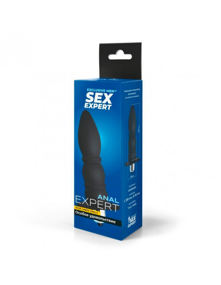 Анальный вибромассажер Sex Expert силикон черный /10,5х3 см/