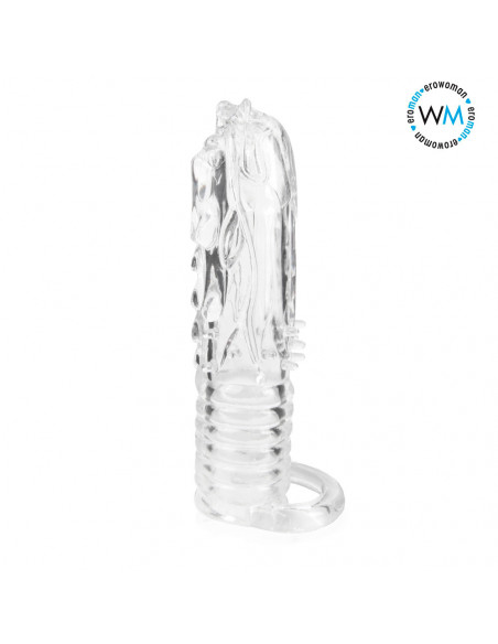 Насадка с кольцом для мошонки CRYSTAL SLEEVE DRAGON прозрачная /13х3,5 см/