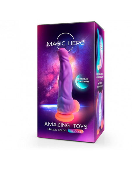 Светящийся в темноте фантазийный фаллоимитатор MAGIC HERO AMAZING TOYS 21,5х5,2 см