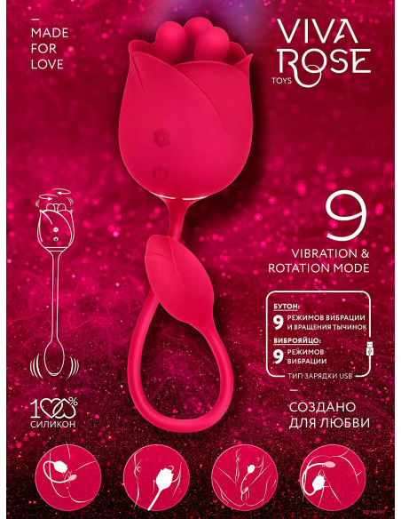 Вибромассажер 2в1 Viva Rose Toys с ротационной вибростимуляцией /33 см/