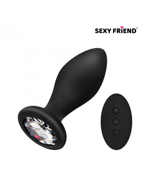 Анальный страз с вибрацией SEXY FRIEND с пультом ДУ и 10 режимами вибрации /8,5х3,2 см/