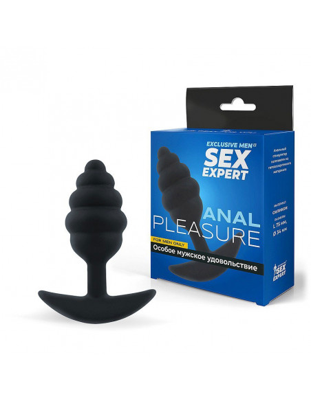 Анальная втулка рельефная SEX EXPERT силикон черный /9х3,4 см/